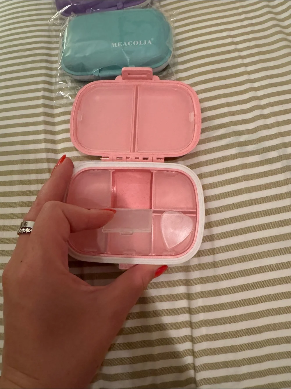 Set of 3 pill boxes - Pink, Teal, Purple